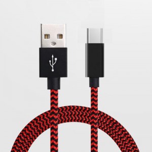 Tpye -C to USB Stripe Nylon briaded data cable